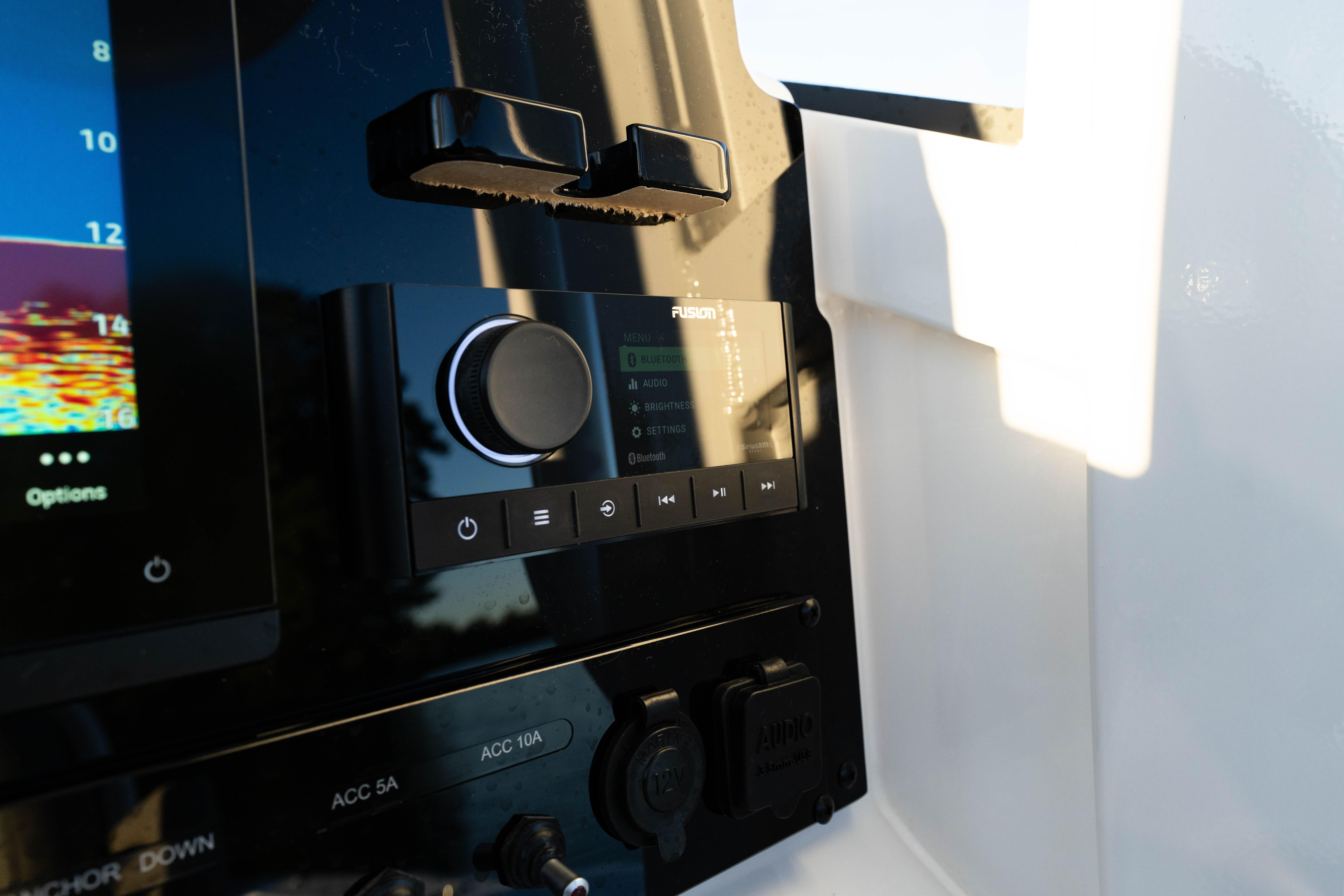 Control panel of 2026 Sea Hunt Ultra 275 Coffin Box boat, featuring modern navigation equipment.