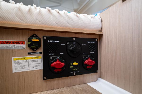 Beneteau Oceanis 38.1 2021 battery control and circuit breakers.
