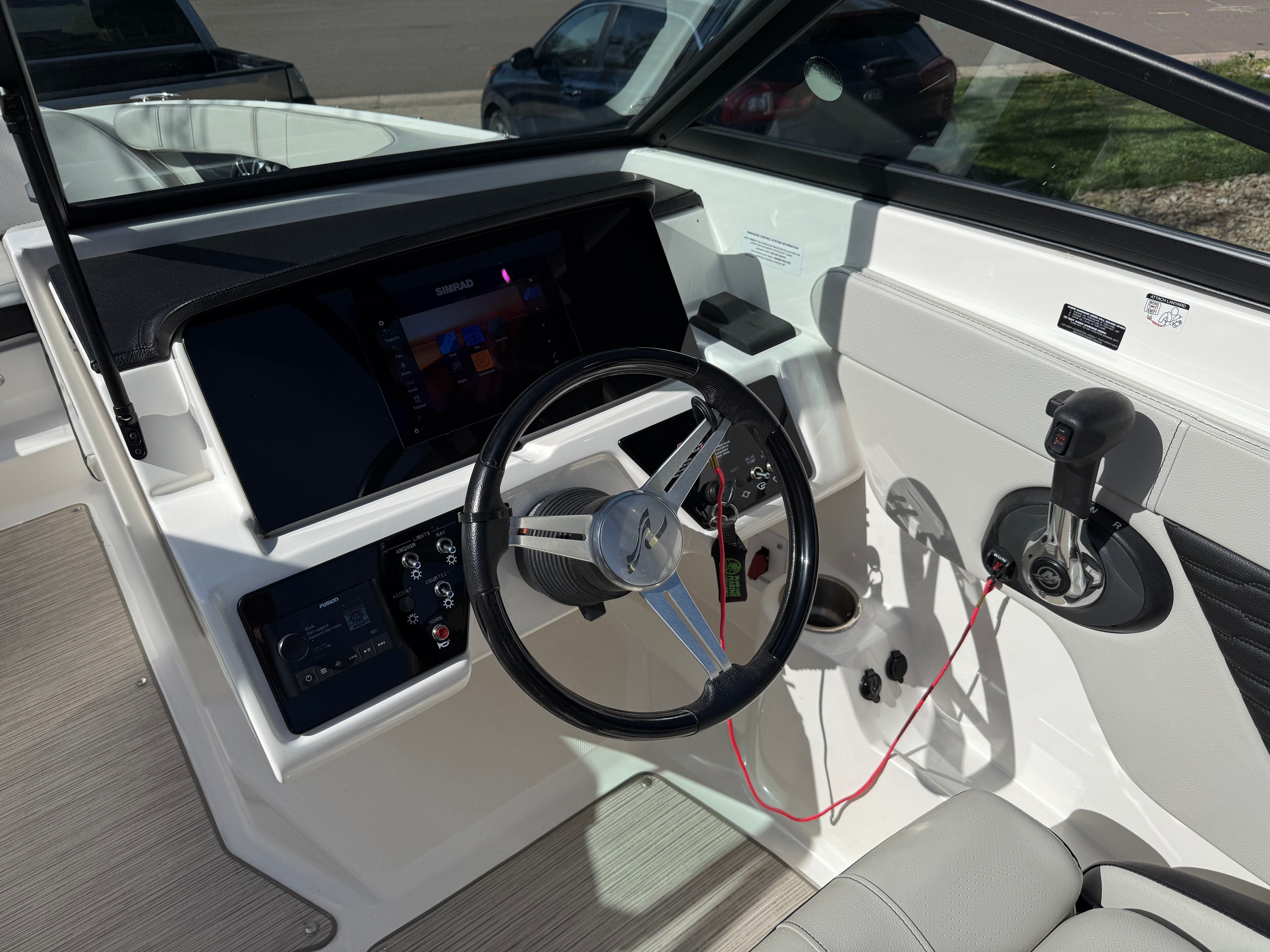Interior view of 2022 Sea Ray SPX 210 boat.