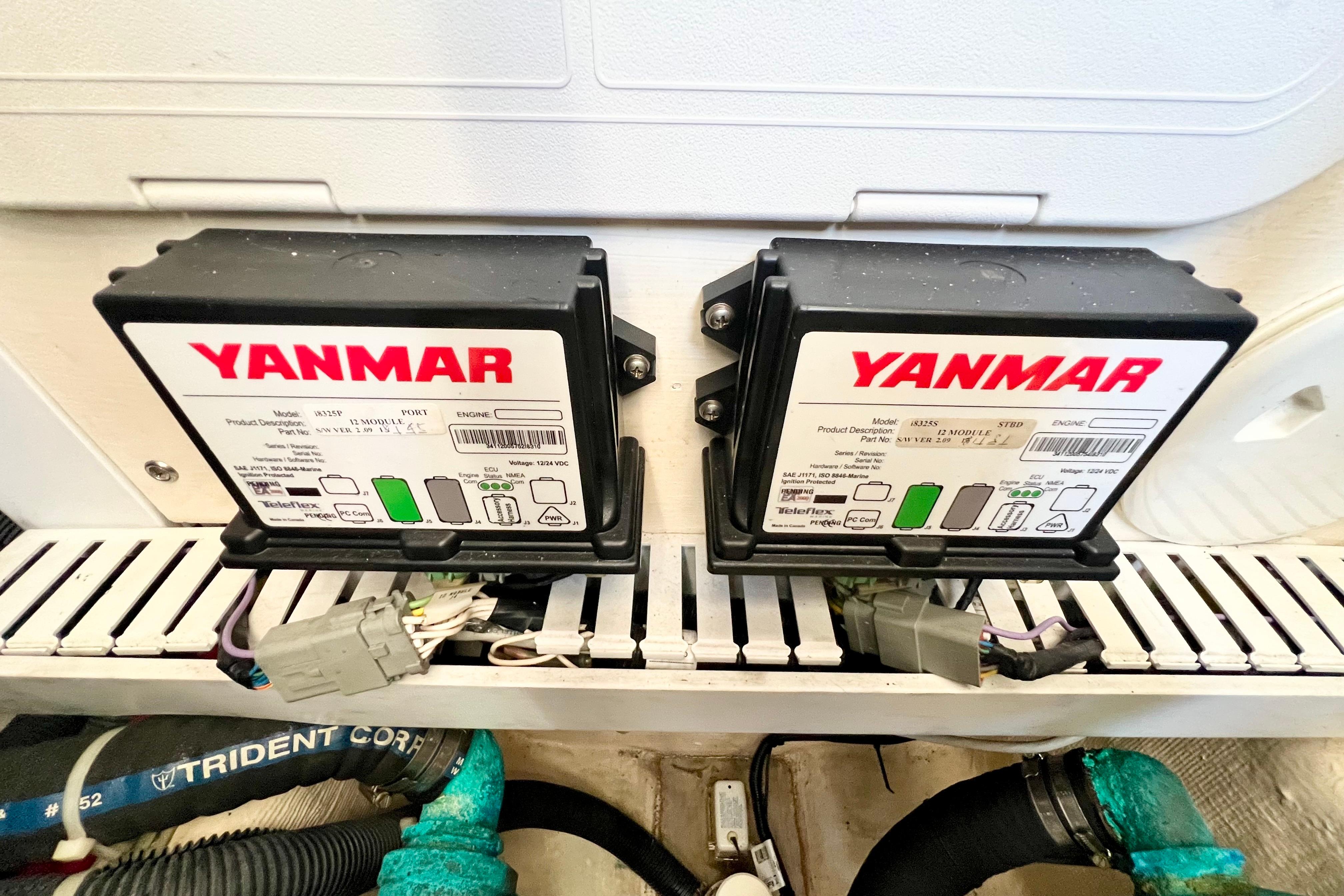 Yanmar engine components in a 2006 Sabre 38 Hard Top Express boat.