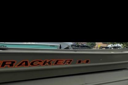 2026 Tracker Grizzly 14 Jon boat with visible branding and sleek design.