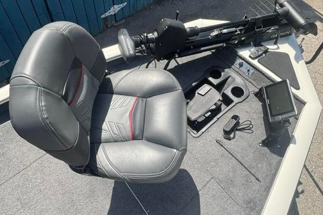 2021 Tracker Pro Team 175 TXW Tournament Edition boat interior with seat and control panel.