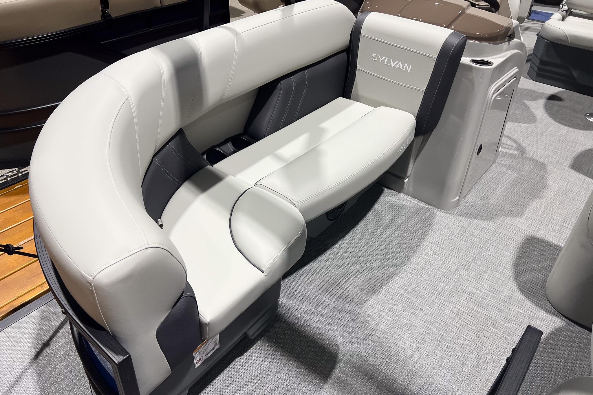 2026 Sylvan Mirage 822 CLZ boat interior with stylish seating and modern design.