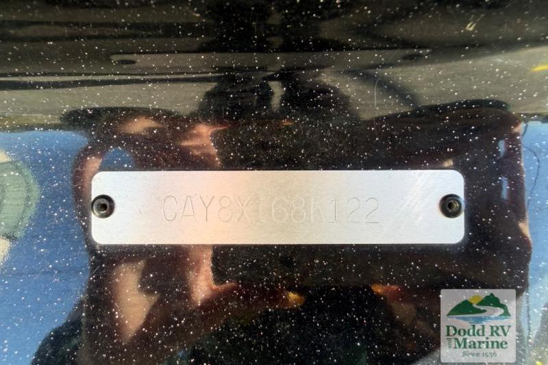 2021 Caymas CX 18 SS boat identification plate with serial number, displayed at Dodd RV Marine.