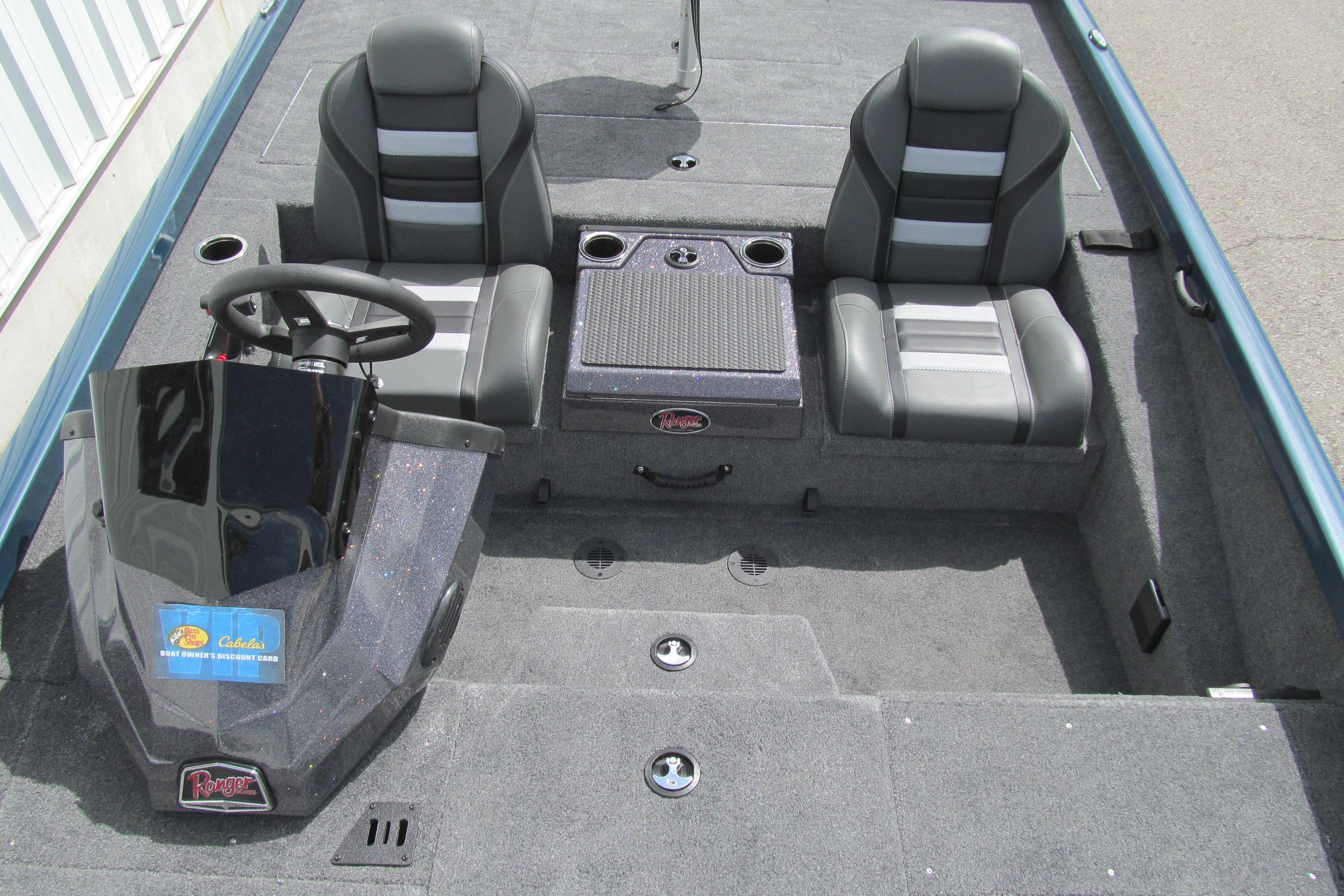 2026 Ranger RT198P boat interior with dual seats and steering console.
