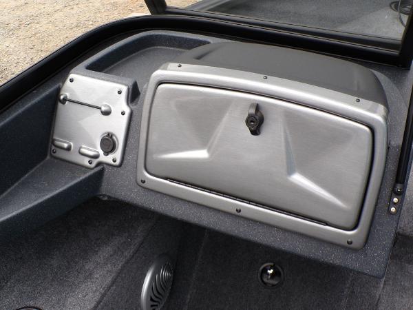 2025 Tracker Pro Guide V-175 Combo boat dashboard with storage compartment.