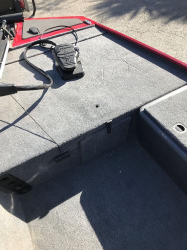 2025 Tracker Bass Tracker Classic XL boat deck with pedal controls.