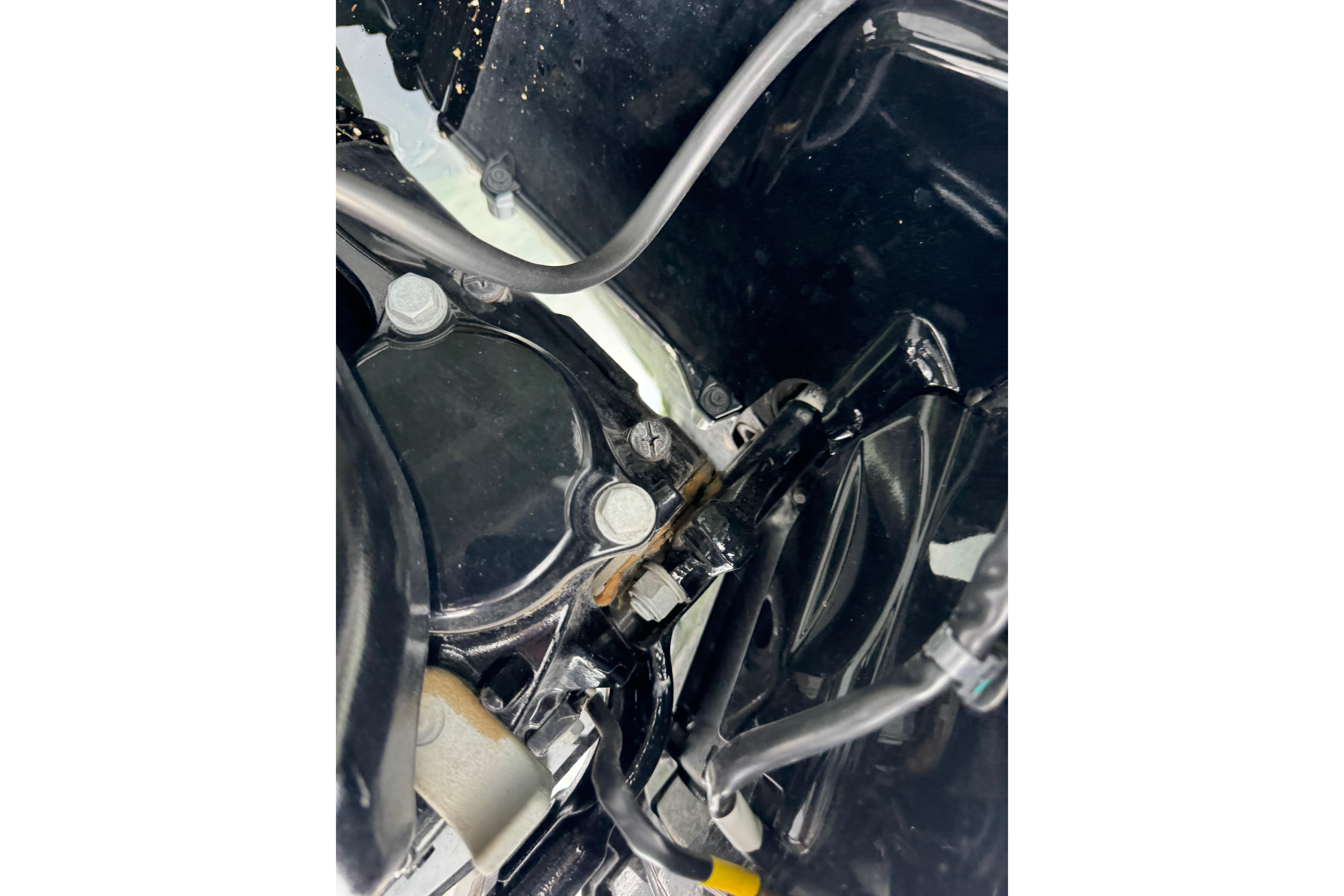 Close-up of 2023 Starcraft MX 25 DL DH engine components and wiring.