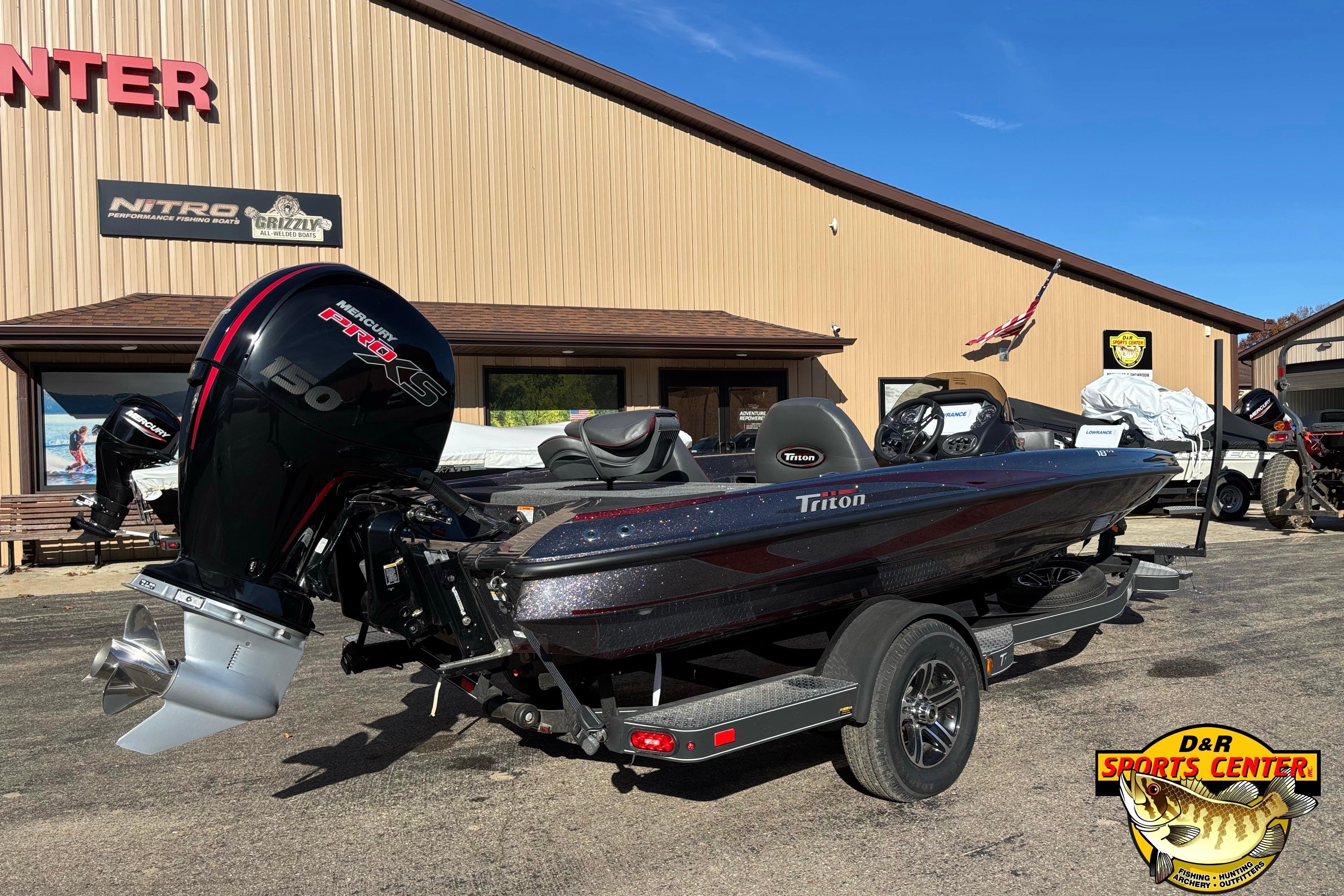 2025 Triton 18 TrX boat with Mercury Pro XS engine at D&R Sports Center.