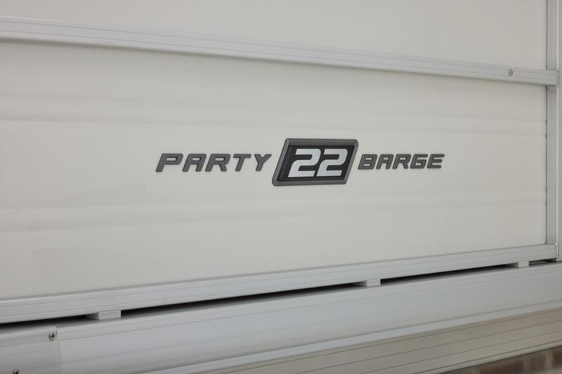 2026 Sun Tracker Party Barge 22 DLX logo on white background.
