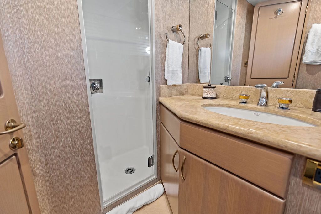 Luxurious bathroom on Westport 112 yacht, built in 1999.
