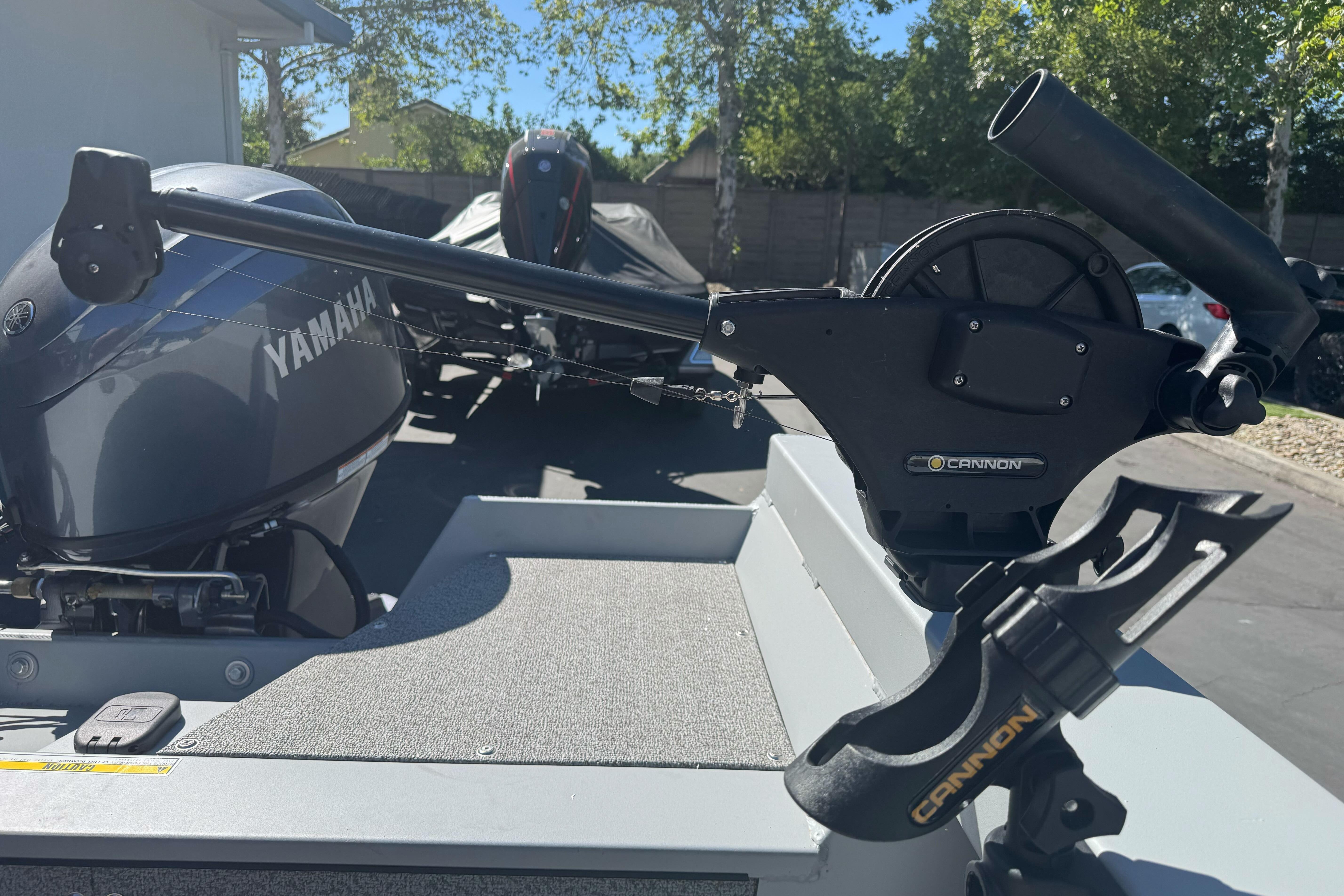 2026 KingFisher 16 Falcon boat with Yamaha motor and Cannon fishing equipment.