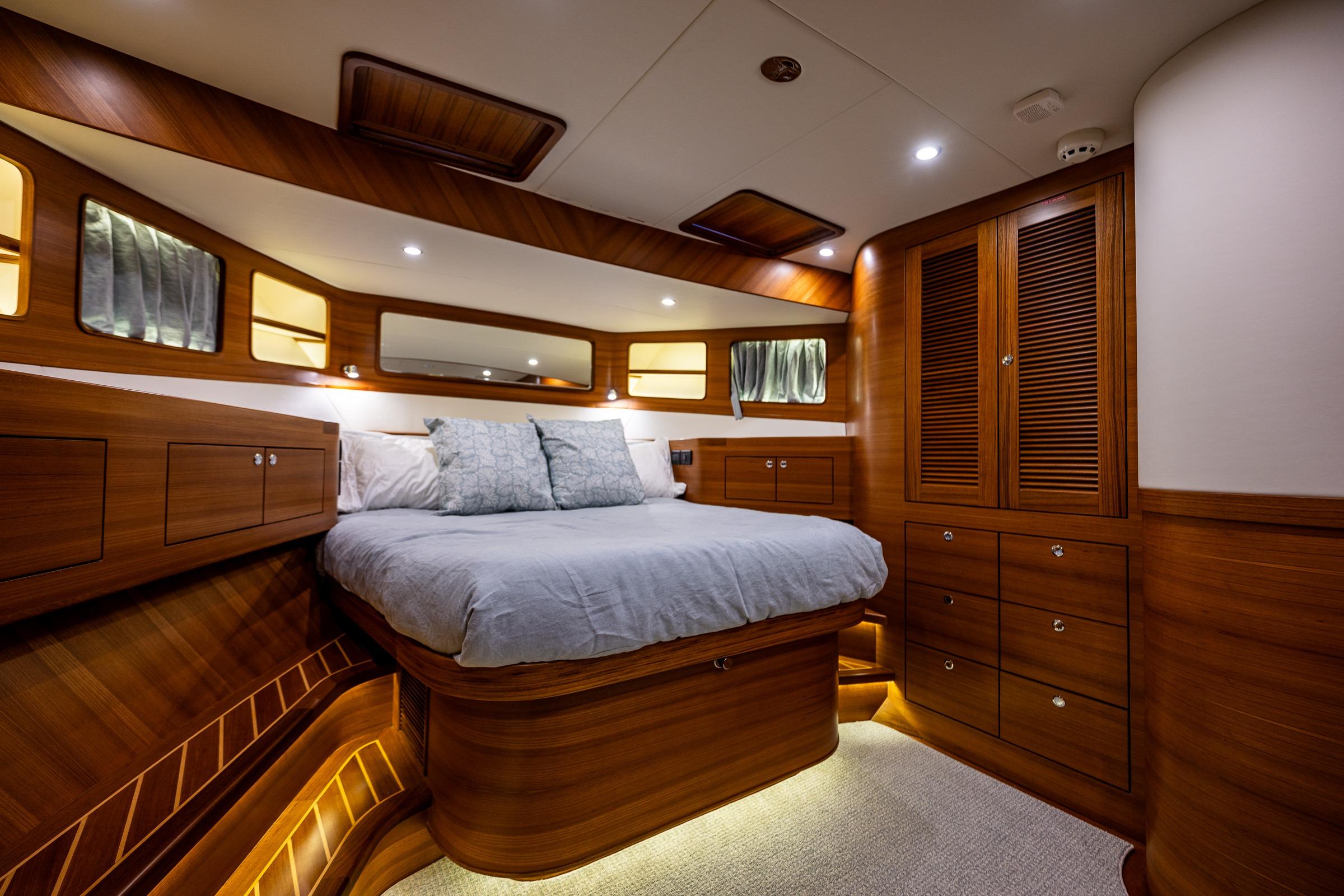 Luxurious bedroom in Fleming 55 Pilothouse 2027 yacht.