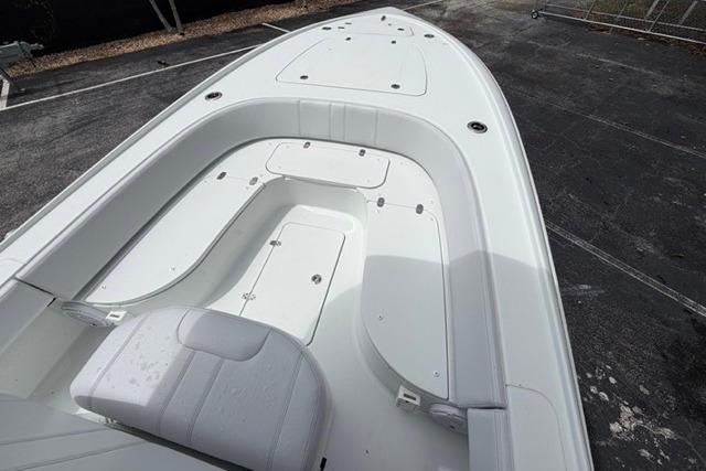 2025 Contender 26 Bay boat interior with spacious seating and storage compartments.