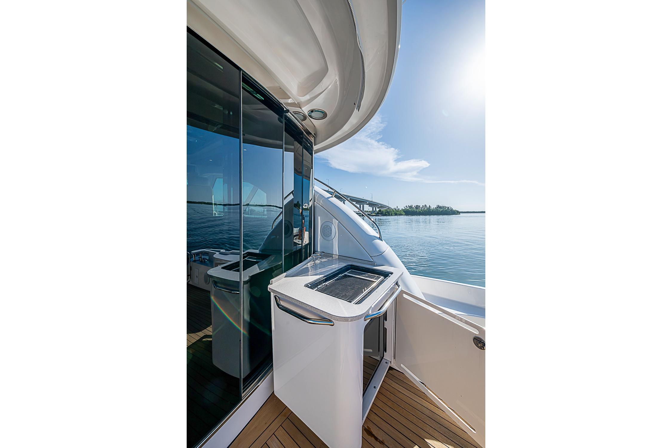 2008 Sea Ray 60 Sundancer yacht deck with sleek design and ocean view.