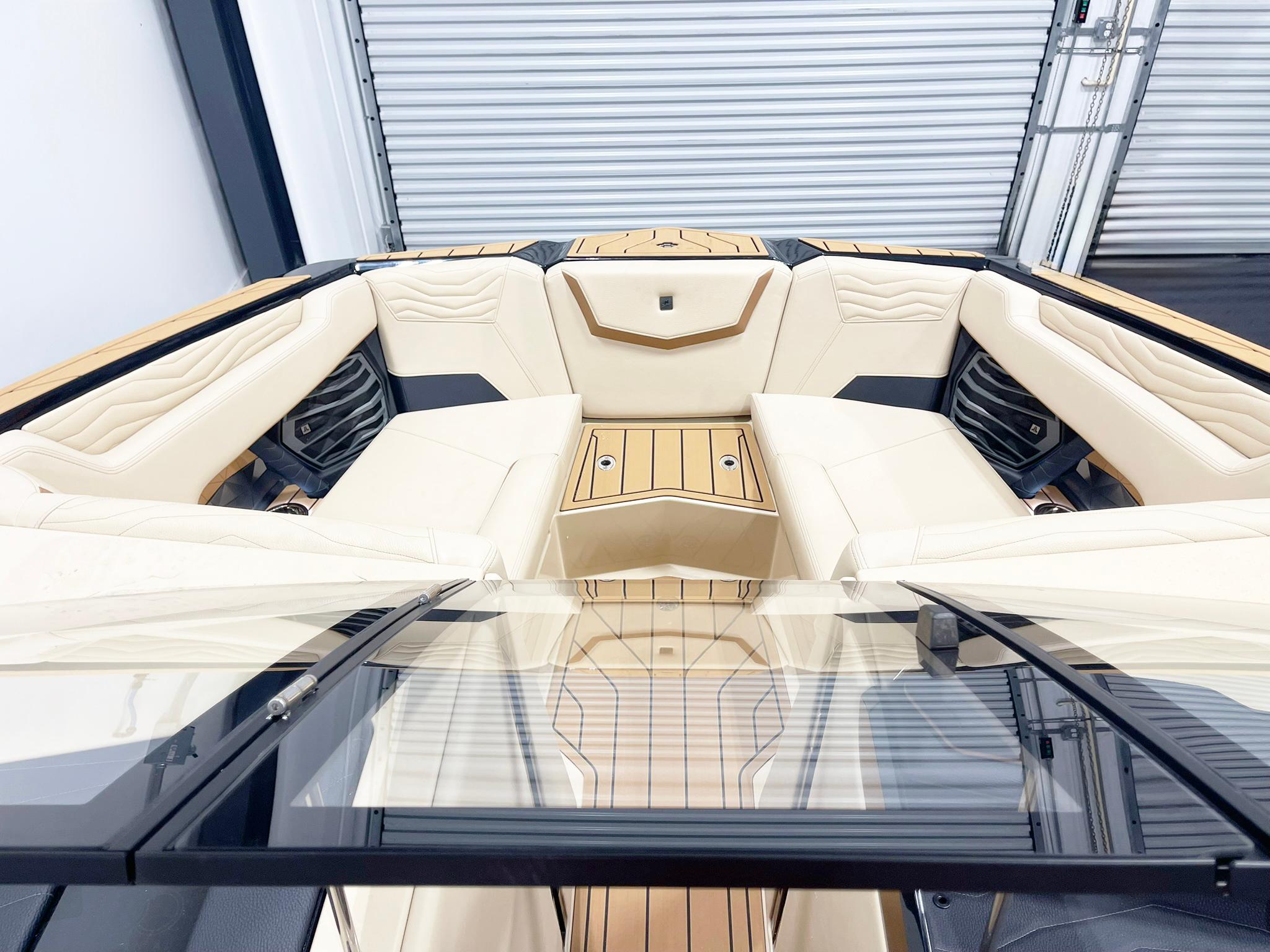 2025 Nautique Super Air Nautique G25 interior with luxurious seating and sleek design.