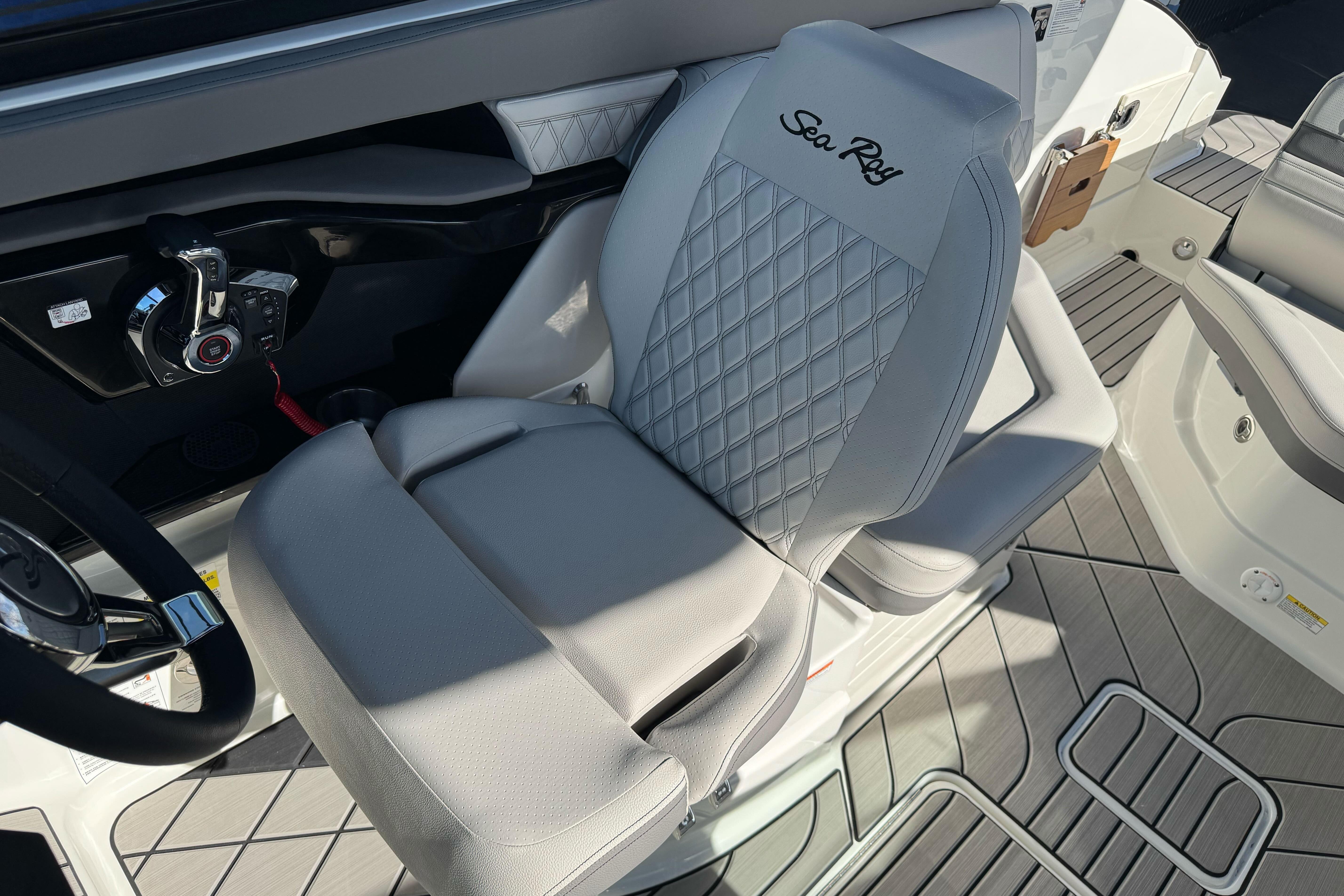 Luxury seating in 2026 Sea Ray SLX 260 boat, featuring elegant design and premium materials.