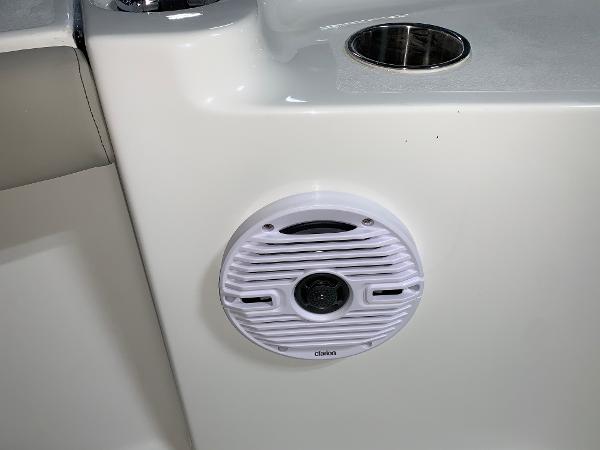 2026 Key West 188 Bay Reef boat speaker and cup holder detail.