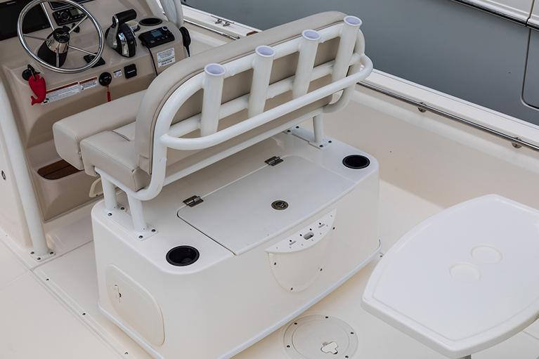 Manufacturer Provided Image: 2026 Boston Whaler 210 Montauk boat interior with seating and console details.