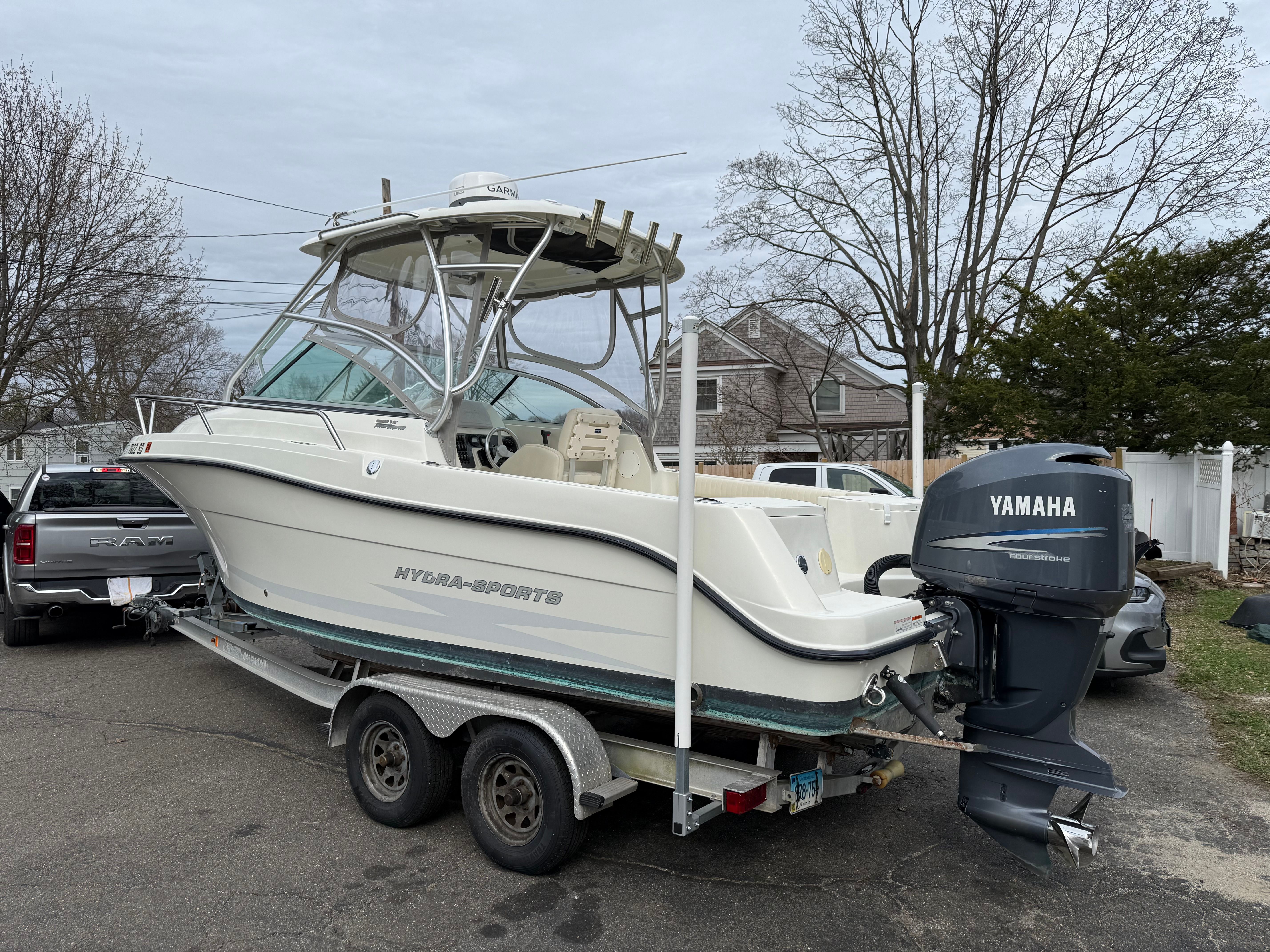 2008 Hydra-Sports Vector 2200 VX boat on trailer with Yamaha engine.