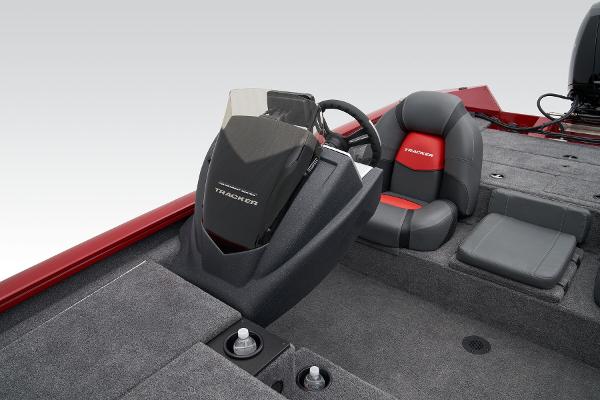 Manufacturer Provided Image: 2025 Tracker Pro Team 195 Tournament Edition boat interior with steering console and seating.