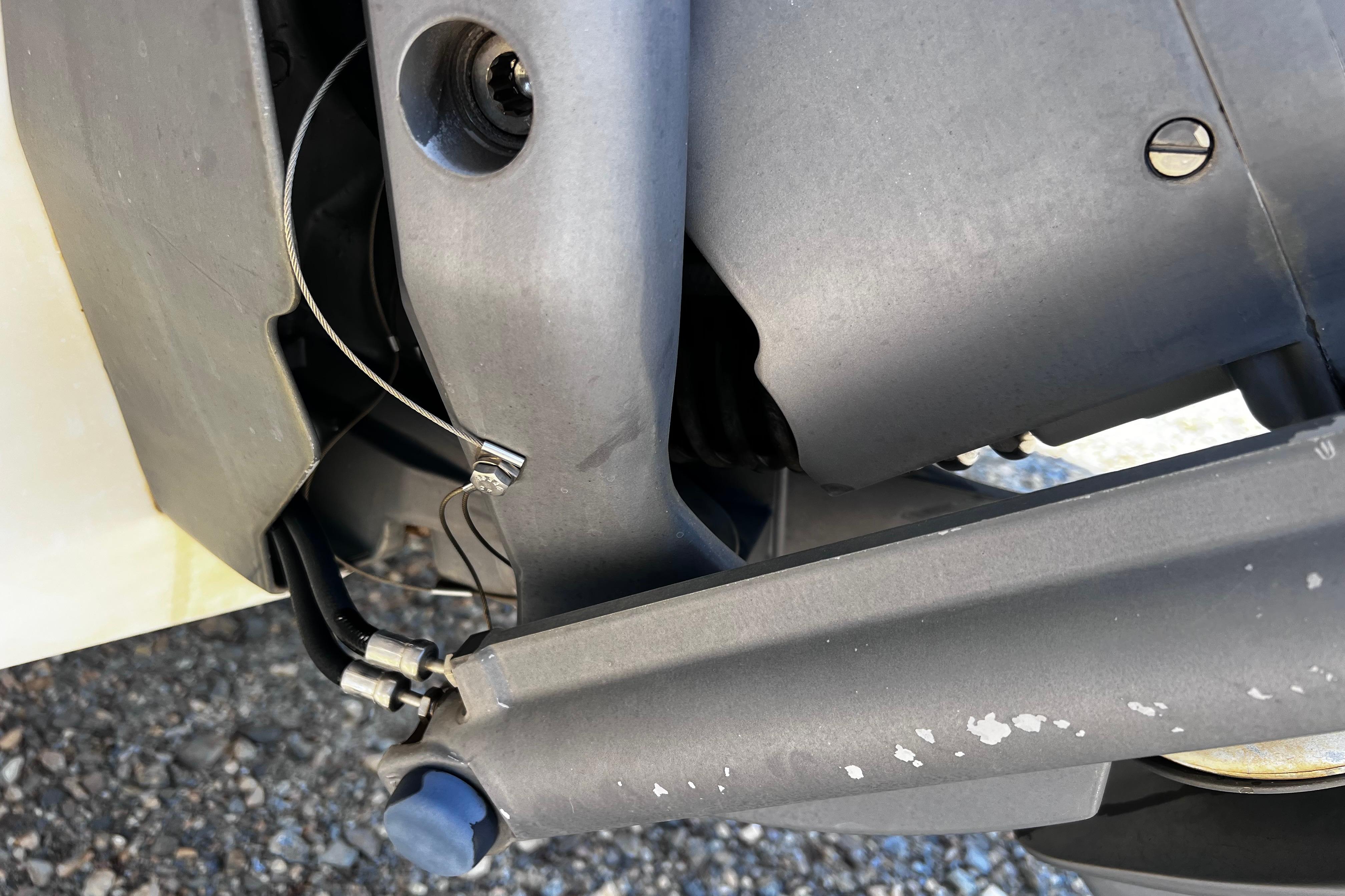 Close-up of a 1998 Four Winns 220 Horizon boat engine component.