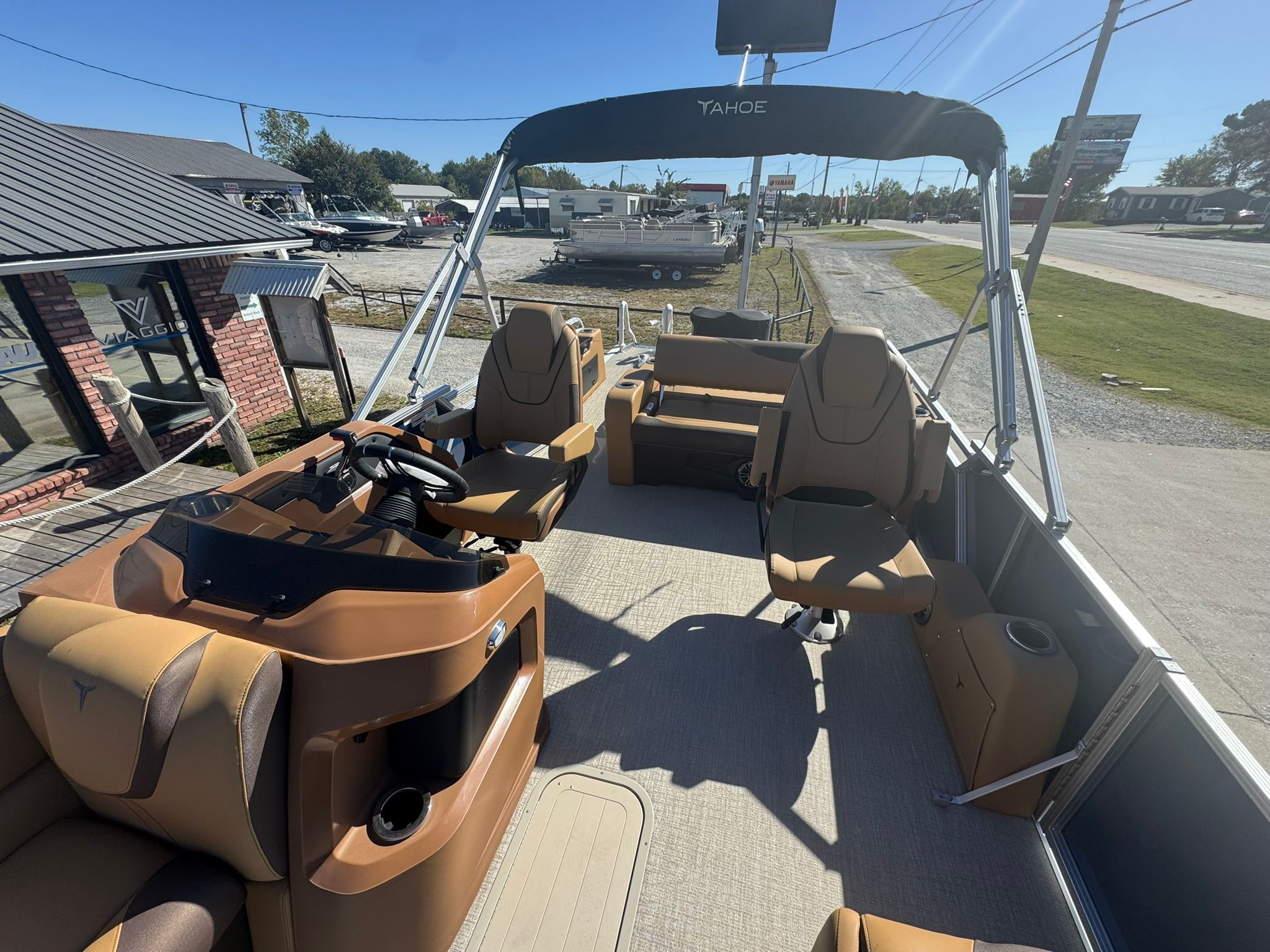 Interior view of 2025 Tahoe 2585 LTZ VRB boat with seating.