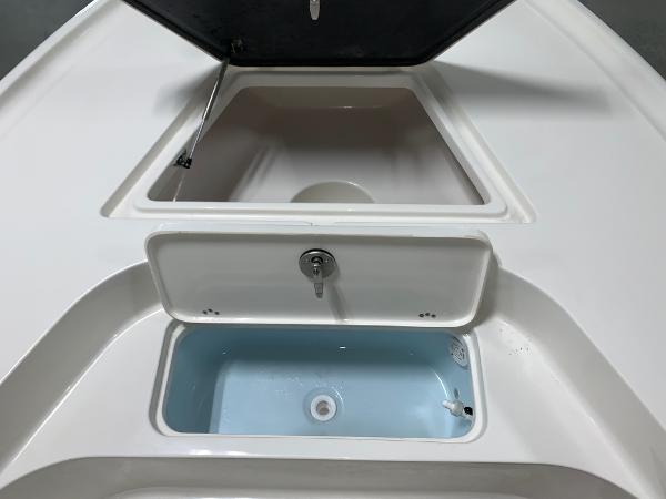 2024 Key West 188 Bay Reef boat storage compartments and livewell.