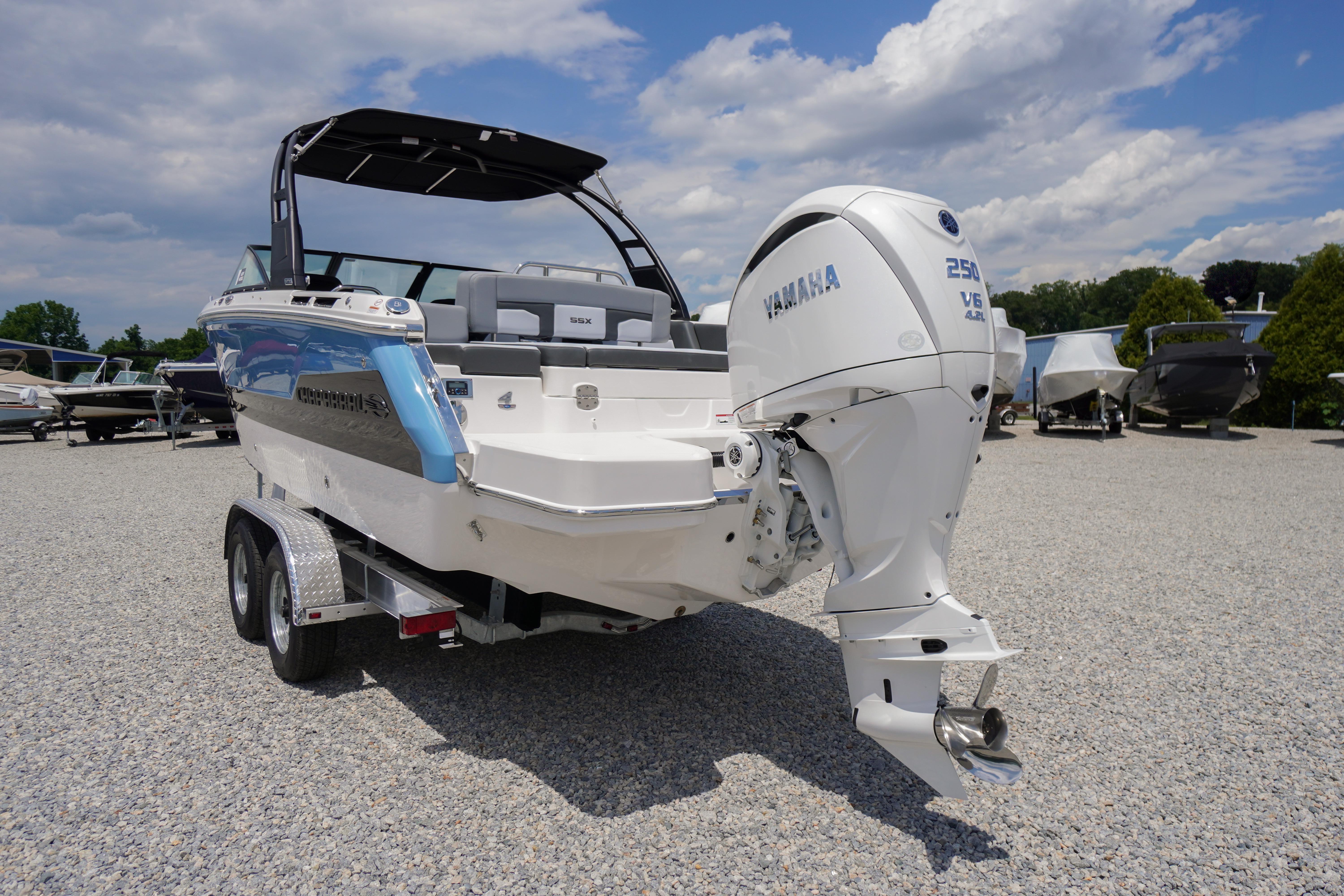 2026 Chaparral SSX 4 boat with Yamaha 250 V6 engine on a trailer.