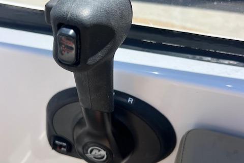 2024 Bracewell 25 boat throttle control lever in neutral position.