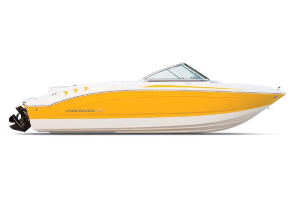 Manufacturer Provided Image: 2012 Chaparral 19 Sport H2O boat, yellow and white, side view.