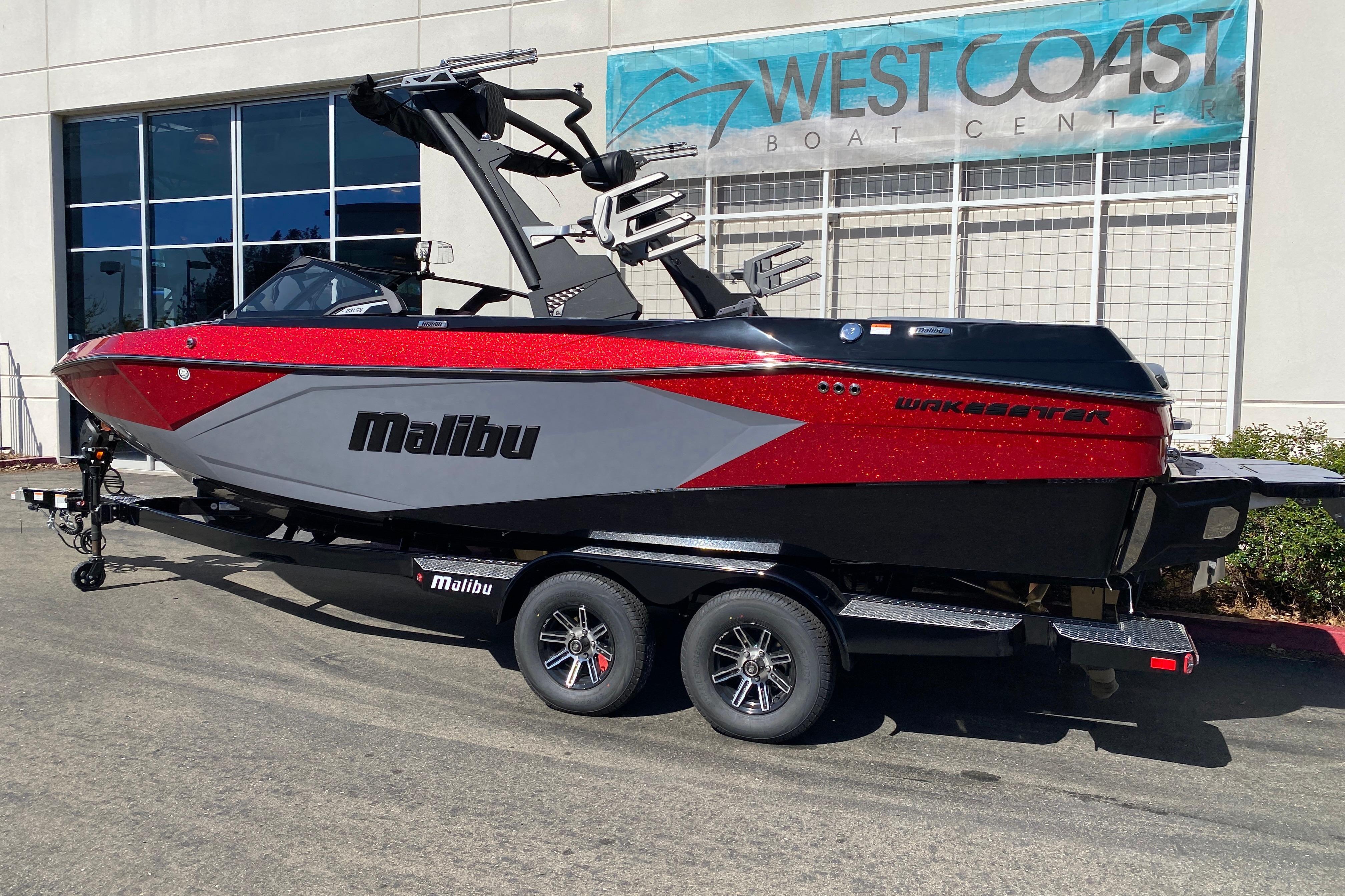 2025 Malibu Wakesetter 23 LSV boat on trailer at West Coast Boat Center.