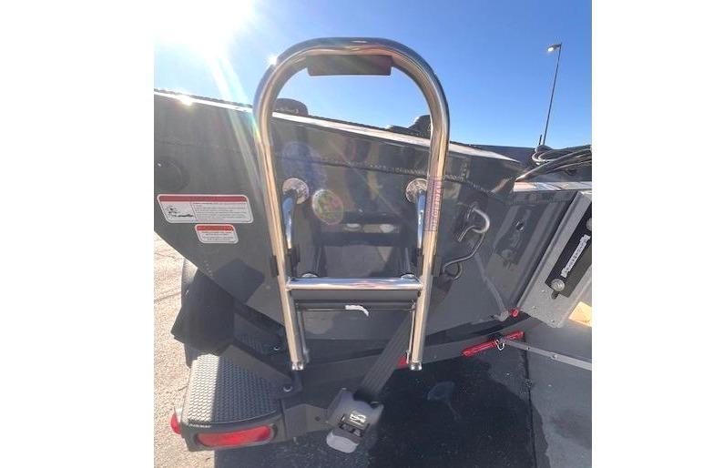 2026 Ranger RT188P boat ladder and rear platform in sunlight.