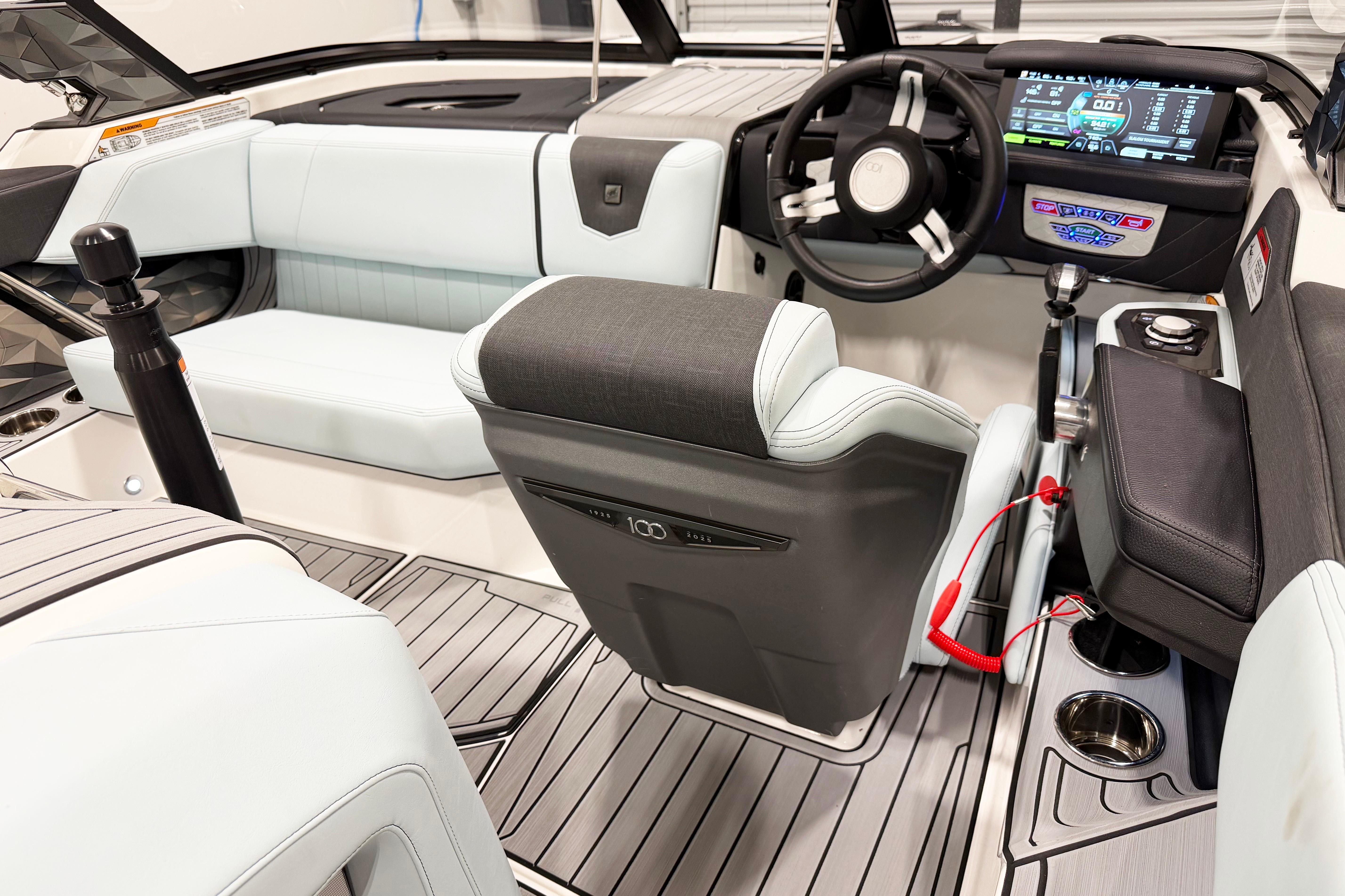 2025 Nautique Ski Nautique interior with modern dashboard and sleek seating design.