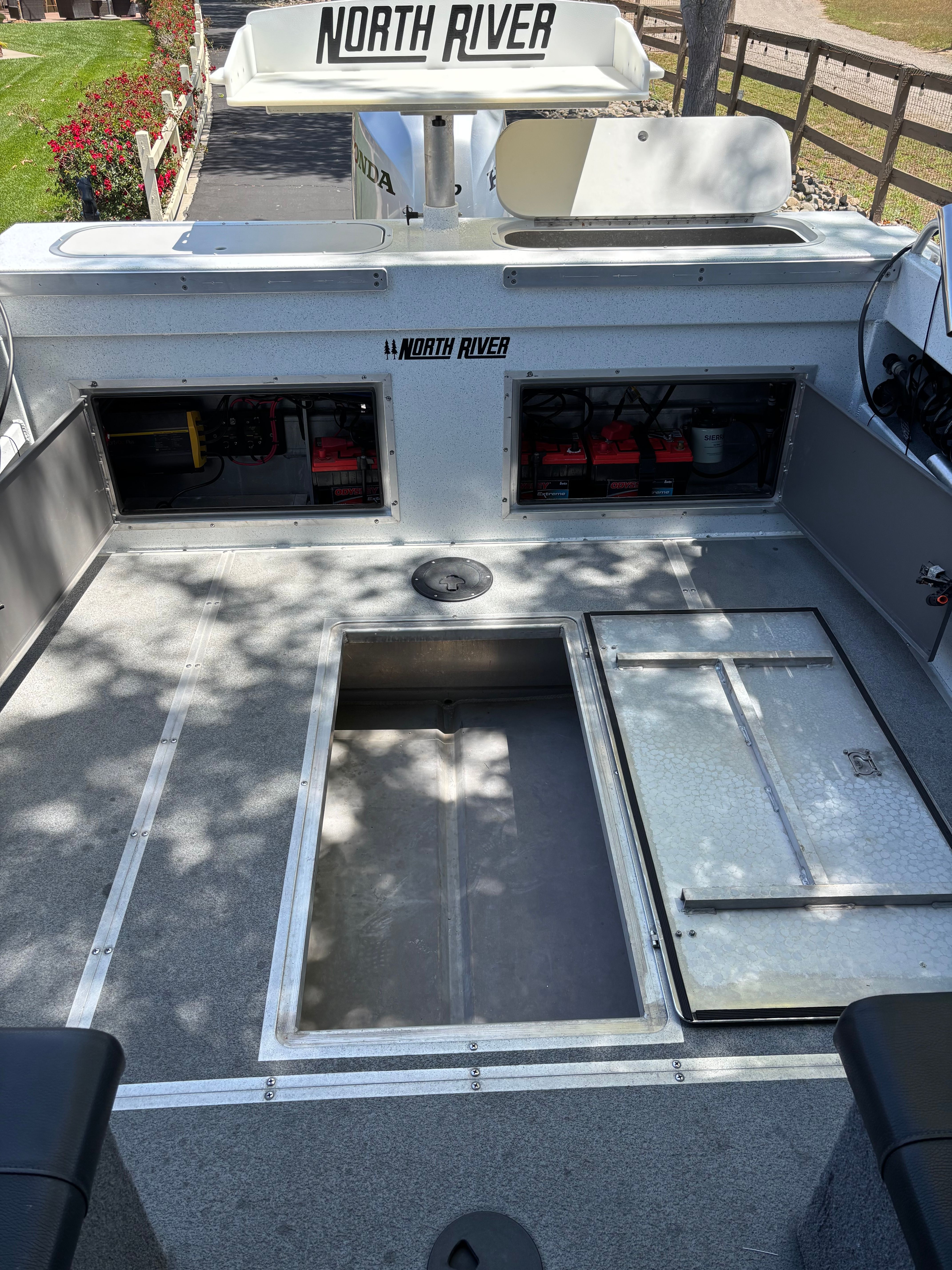 Interior view of a 2020 Sea Hawk North River boat.