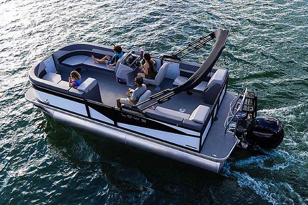 Manufacturer Provided Image: 2025 Lowe LS 210 WT pontoon boat cruising on water with passengers.