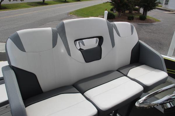 2023 Scarab 255 Open ID boat seating, featuring modern design and comfortable upholstery.