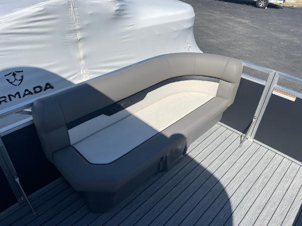 Armada Saphir 23CR 2025 boat interior with gray seating on a deck.