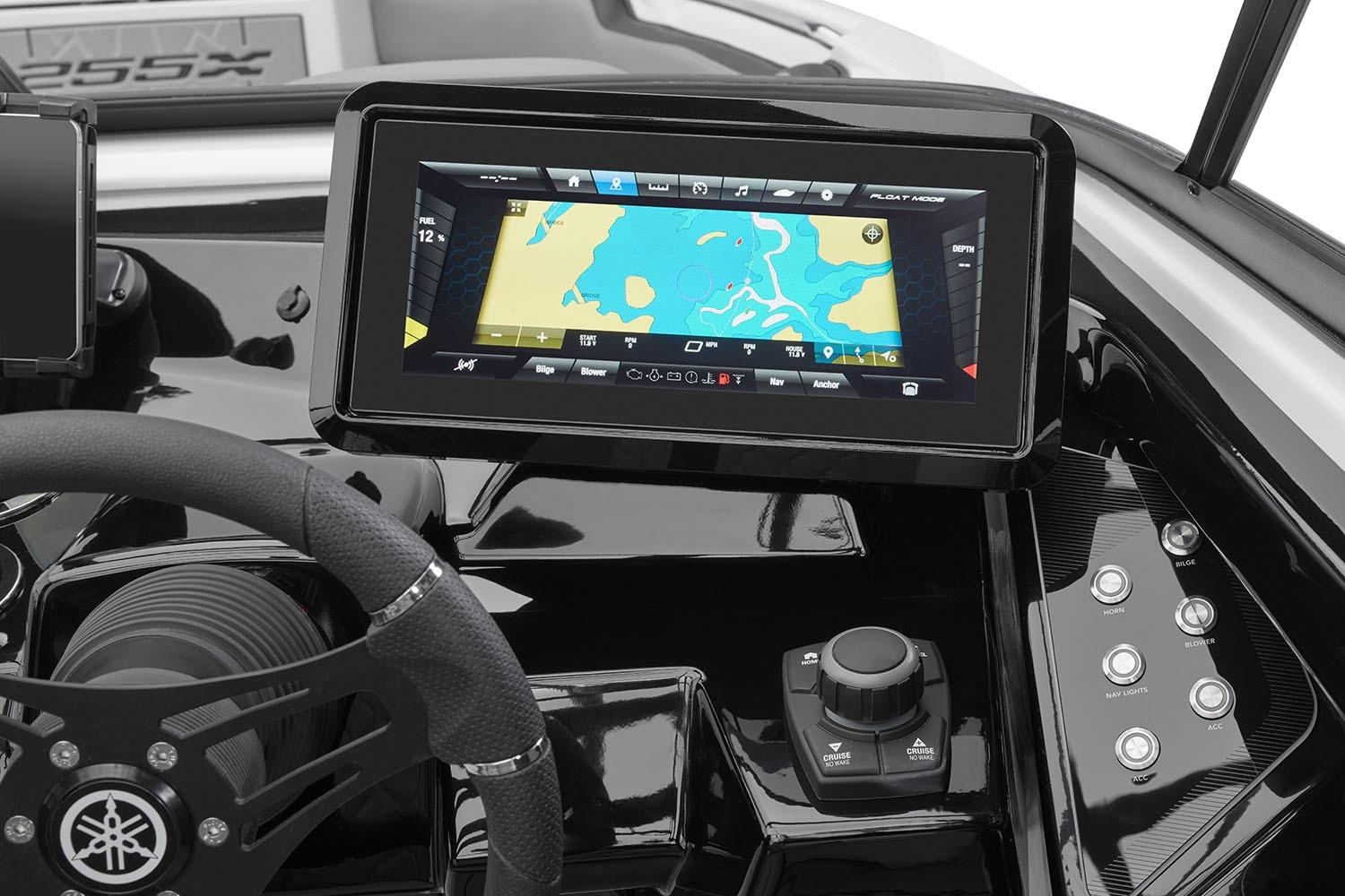 Manufacturer Provided Image: 2026 Yamaha Boats 255XE dashboard with touchscreen navigation and control panel.
