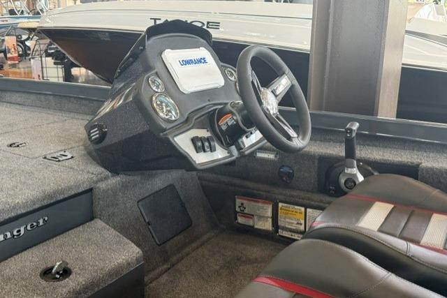 2026 Ranger RT198P boat interior with steering wheel and control panel.