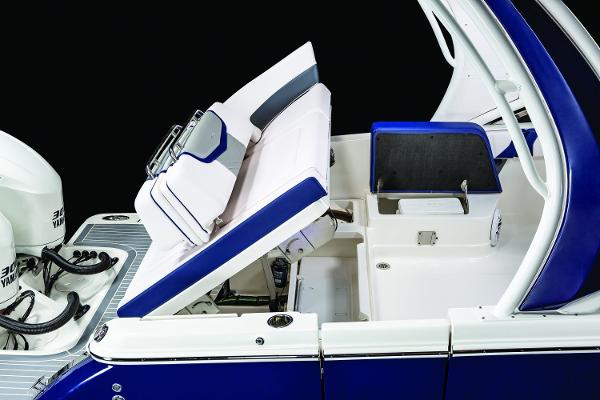 Manufacturer Provided Image: 2019 Chaparral 300 OSX boat with adjustable seating and Yamaha outboard engines.