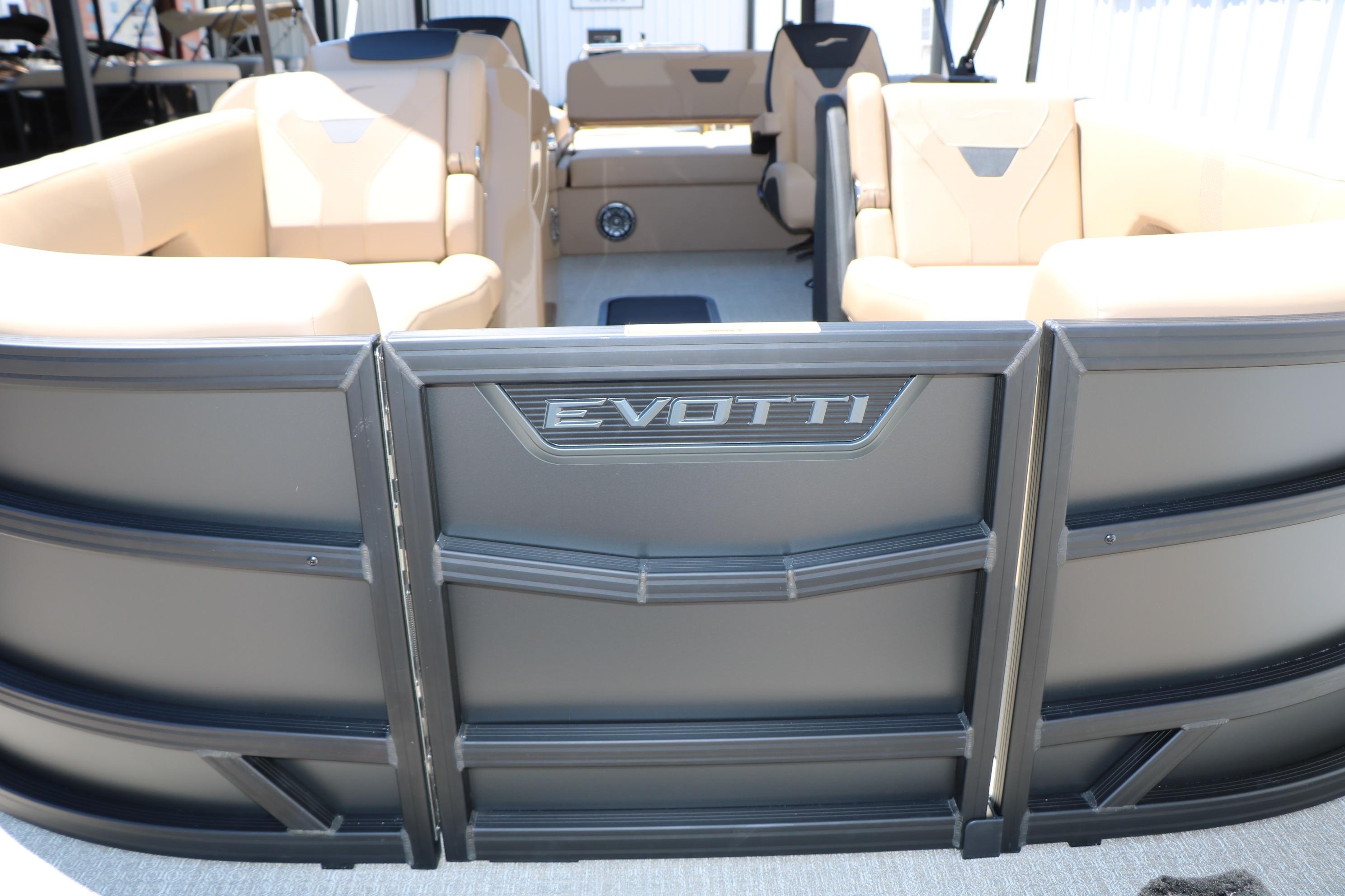 2026 Evotti 521CS boat interior with beige seating and sleek design.