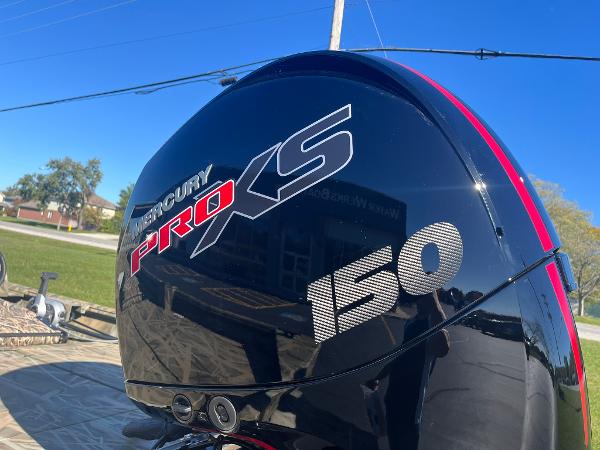 Mercury Pro XS 150 outboard motor on 2025 Lowe Roughneck 2070 SC boat.