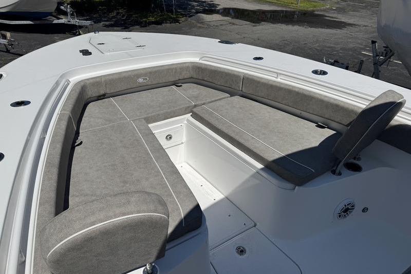 2026 Sea Hunt Gamefish 30 Forward Seating with gray cushioned seats.