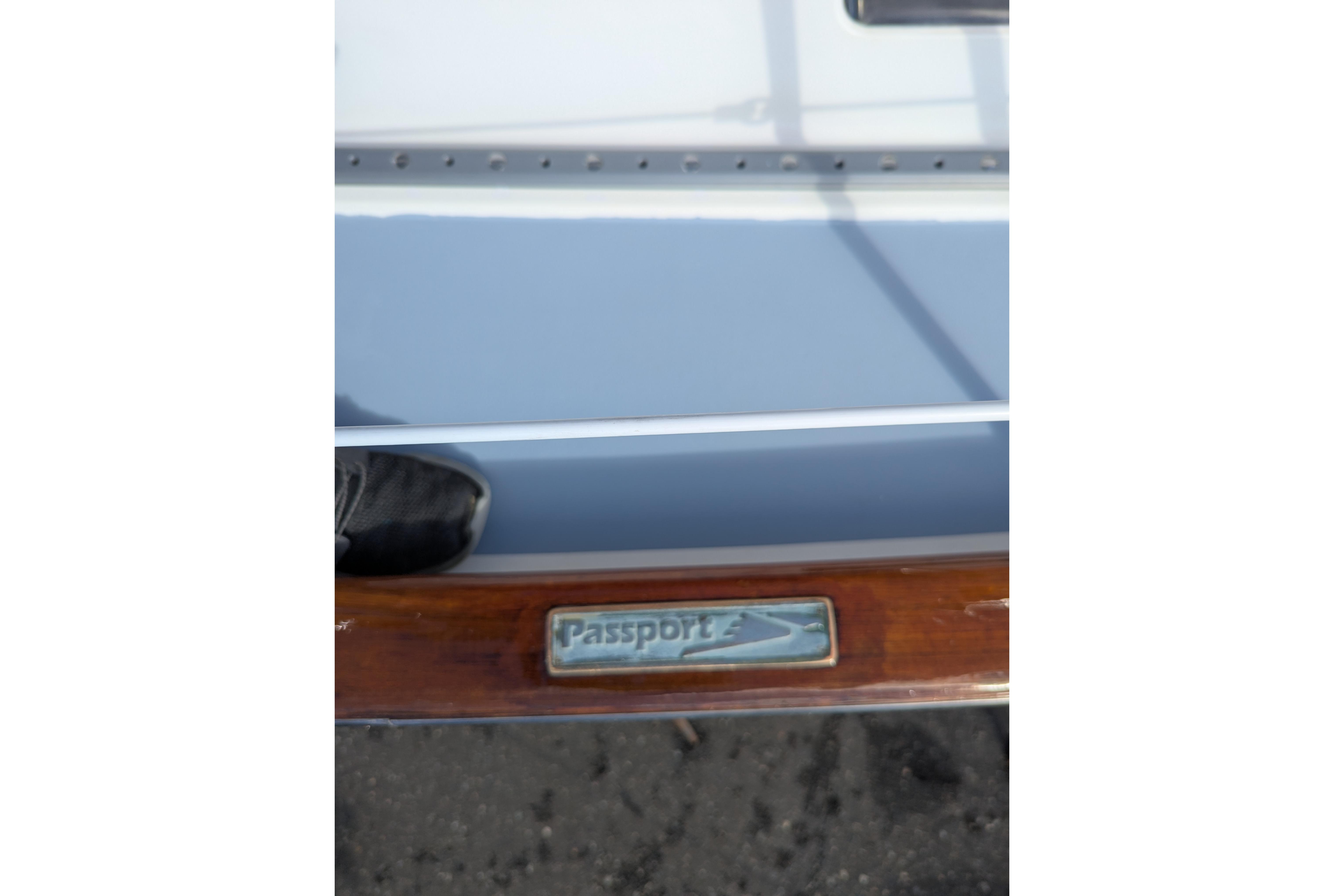 1994 Passport Royal Passport 44 yacht with wooden trim and logo detail.