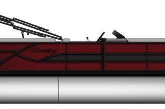 2026 Bentley Pontoons Legacy 243 Navigator Ext, sleek design, maroon accents, side view.