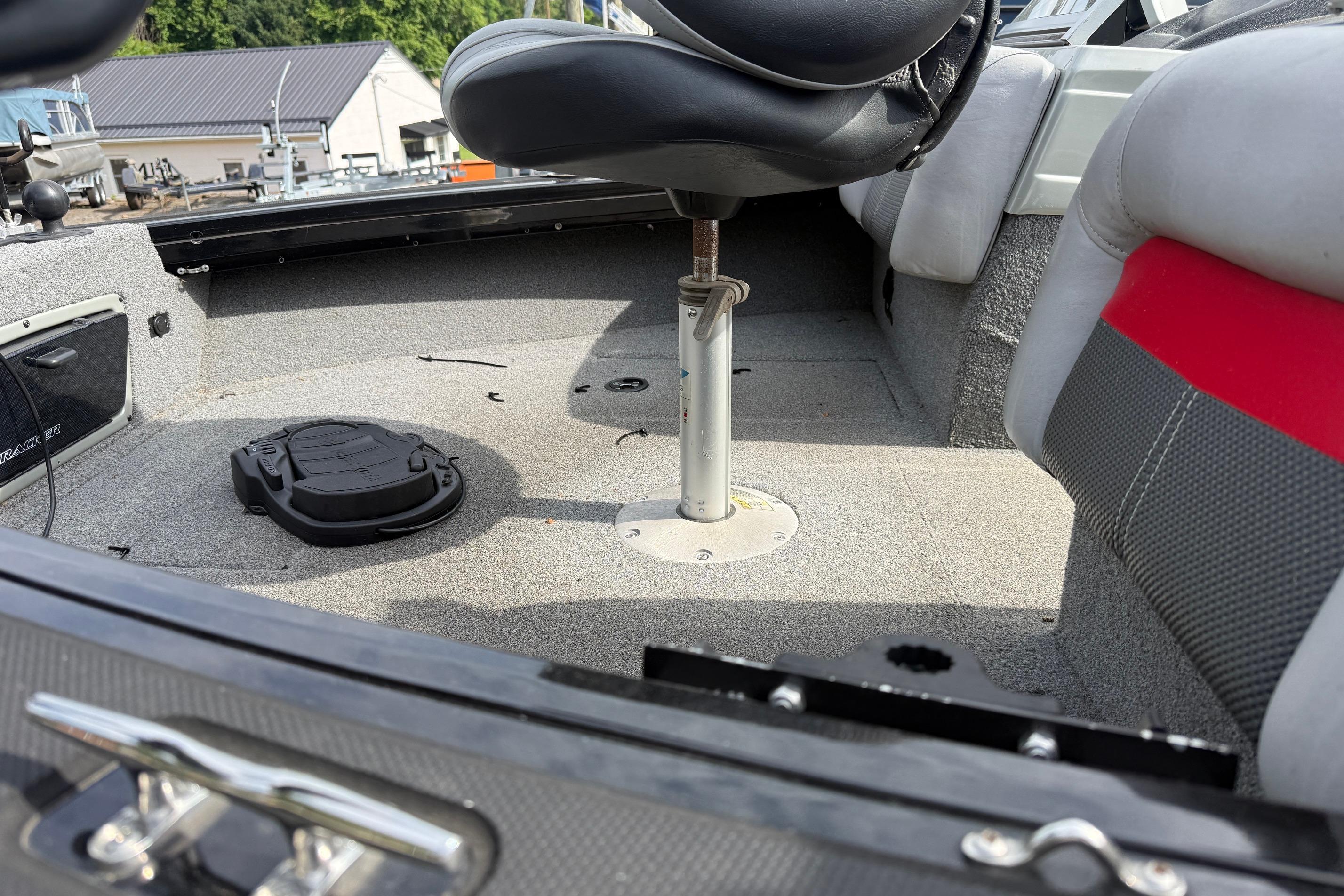 2016 Tracker Targa V-18 WT boat interior with seating and storage compartments.