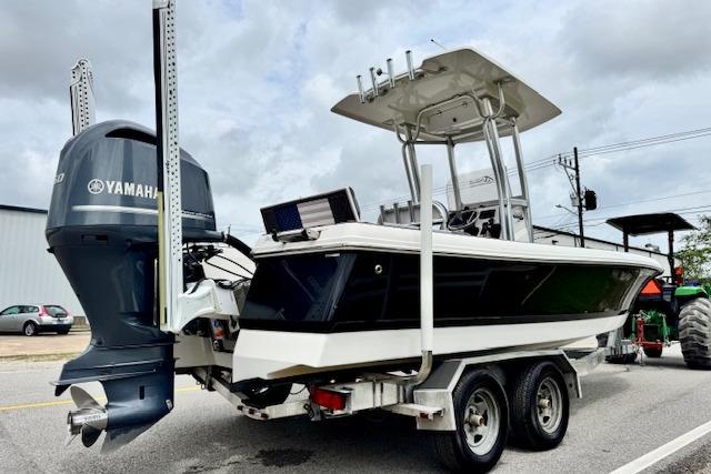 2015 Robalo 226 Cayman boat on trailer with Yamaha outboard motor.