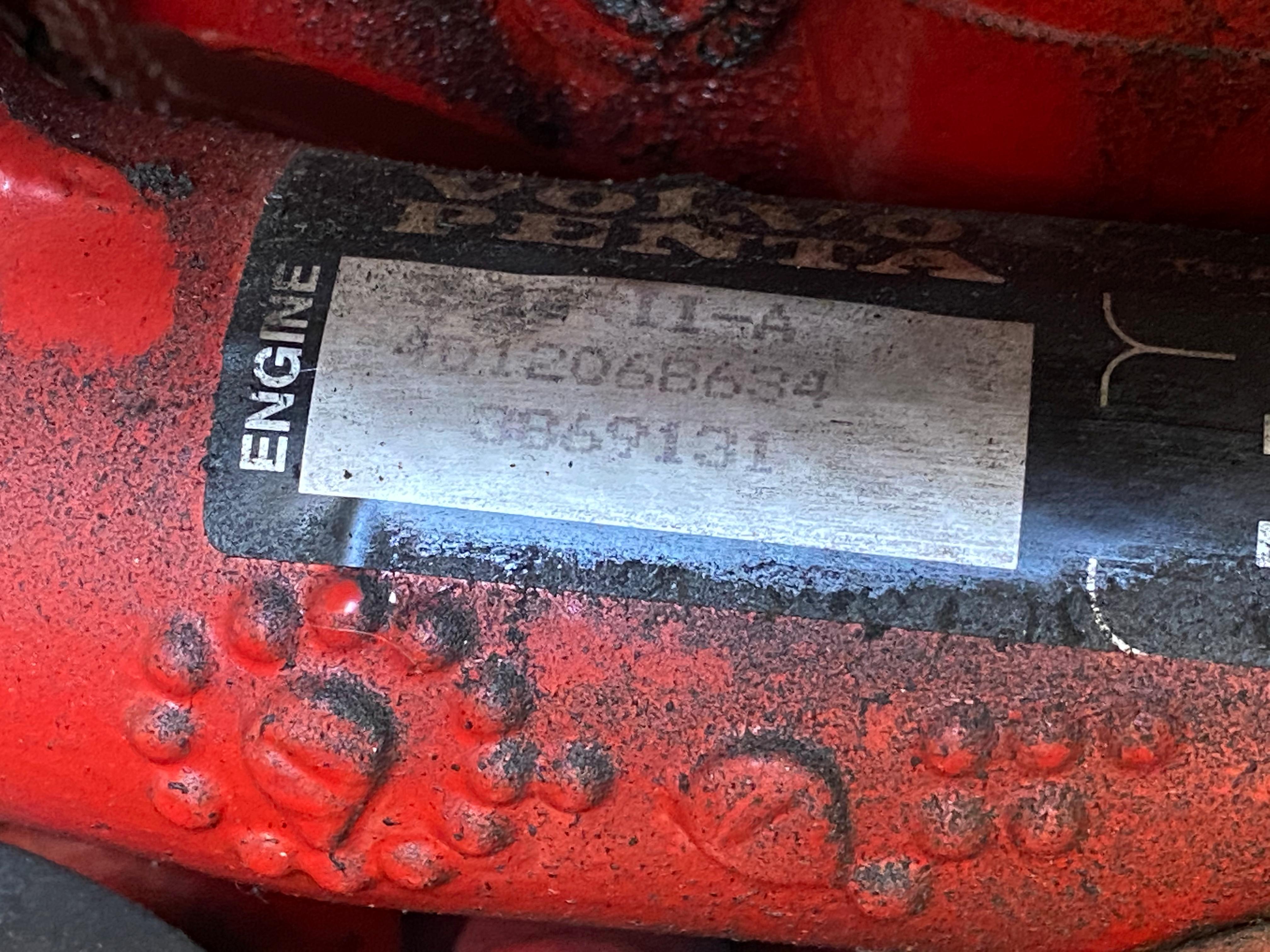 Close-up of a Volvo Penta engine label on a 2002 Regal 3860 Commodore.