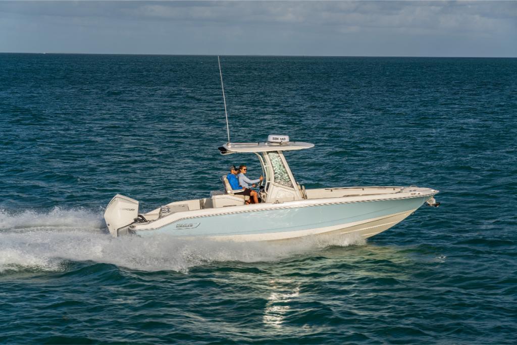 2024 Boston Whaler 280 Dauntless cruising on open water.